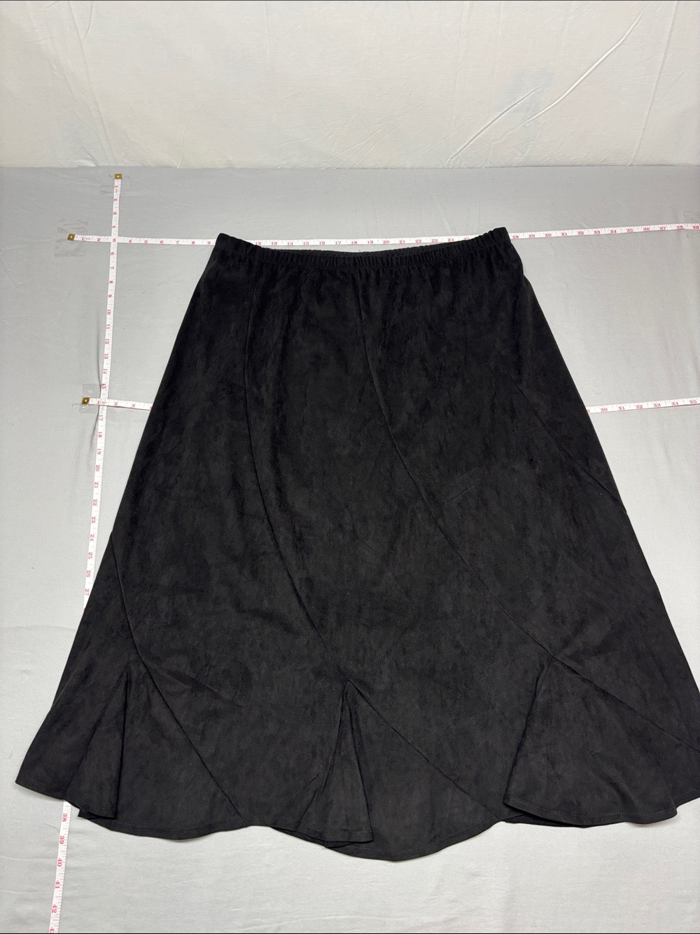 Women's Black A-Line Flared Midi Skirt 131